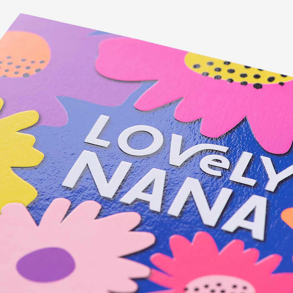 Blue Floral Nana Birthday Card, a charming happy birthday card featuring beautiful floral design and unique birthday card ideas.