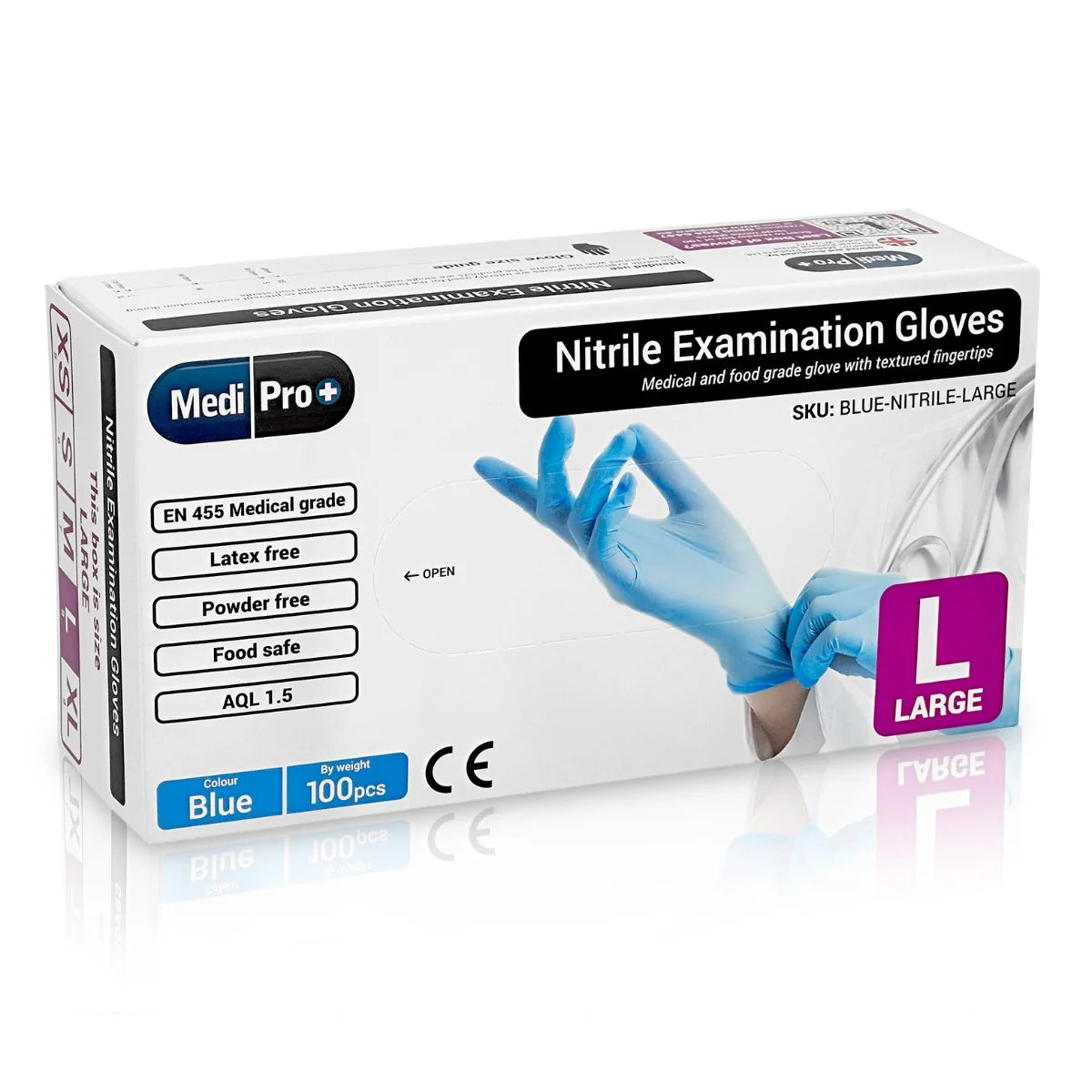 Large disposable blue nitrile gloves