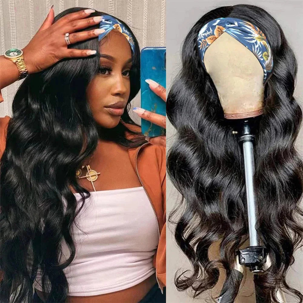 Body wave headband wig made from natural Remy human hair