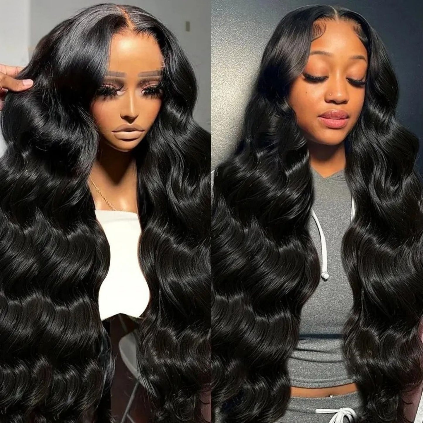 Long body wave human hair wig with HD lace front