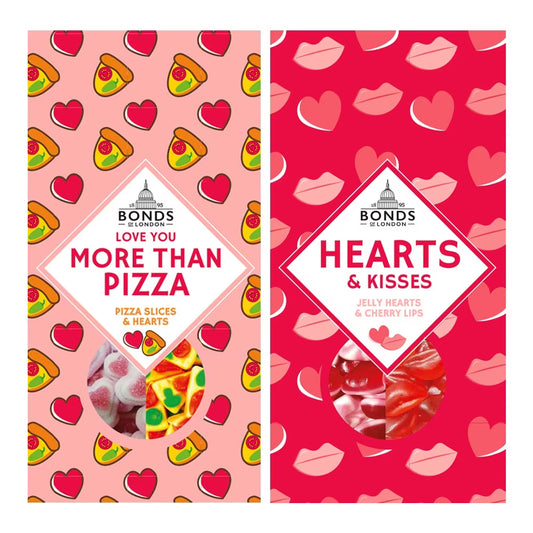 Bonds Hearts & Kisses and Love You More Than Pizza 12 x 140g boxes