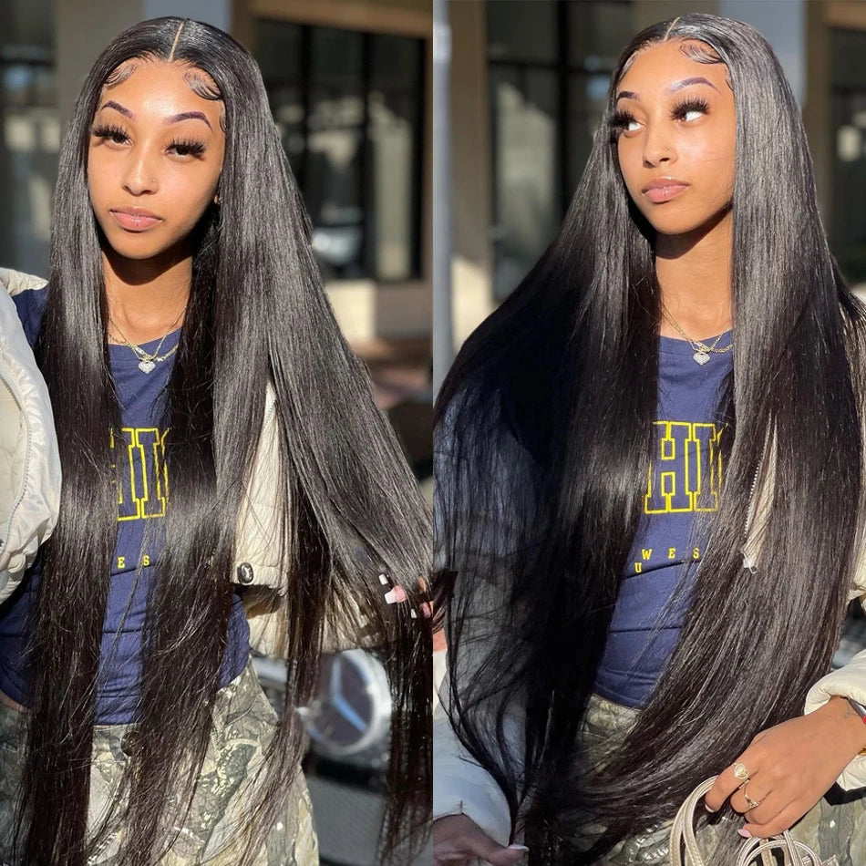 Bone straight HD lace front human hair wig 30–40 inch