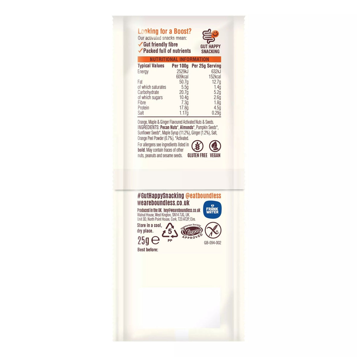 Orange and maple syrup flavoured nut snack