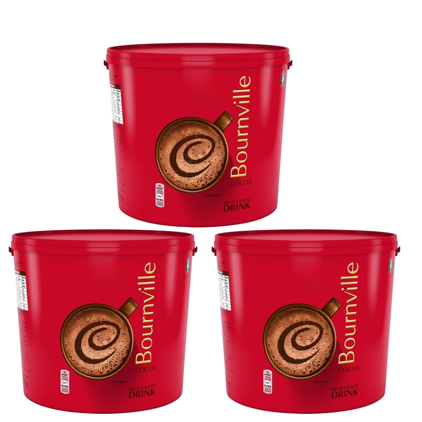 Bournville cocoa powder 3x1.5kg bulk pack for baking and drinks