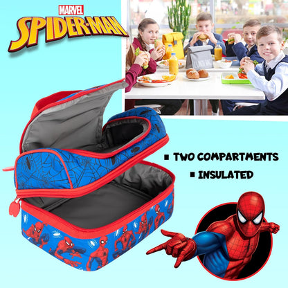 School lunch bag with bold Spider-Man superhero design