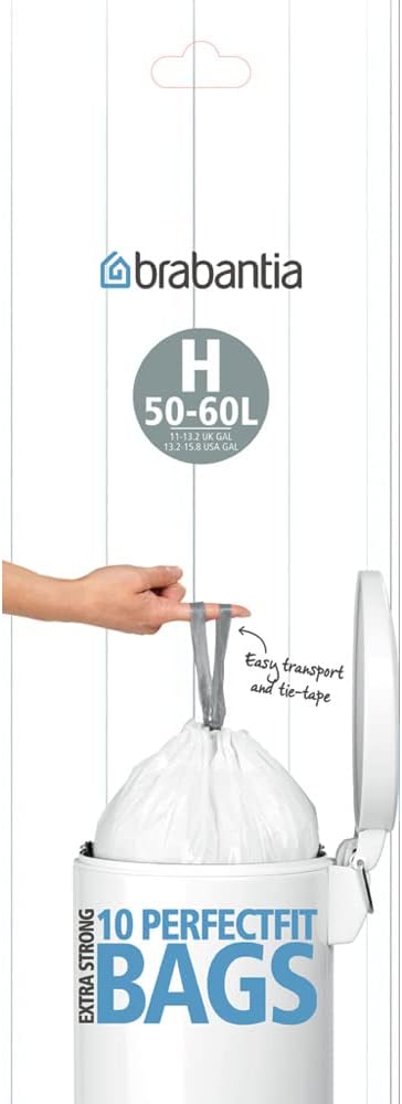 Brabantia PerfectFit Size H 50-60L Bin Liners Roll of 30 Bags
