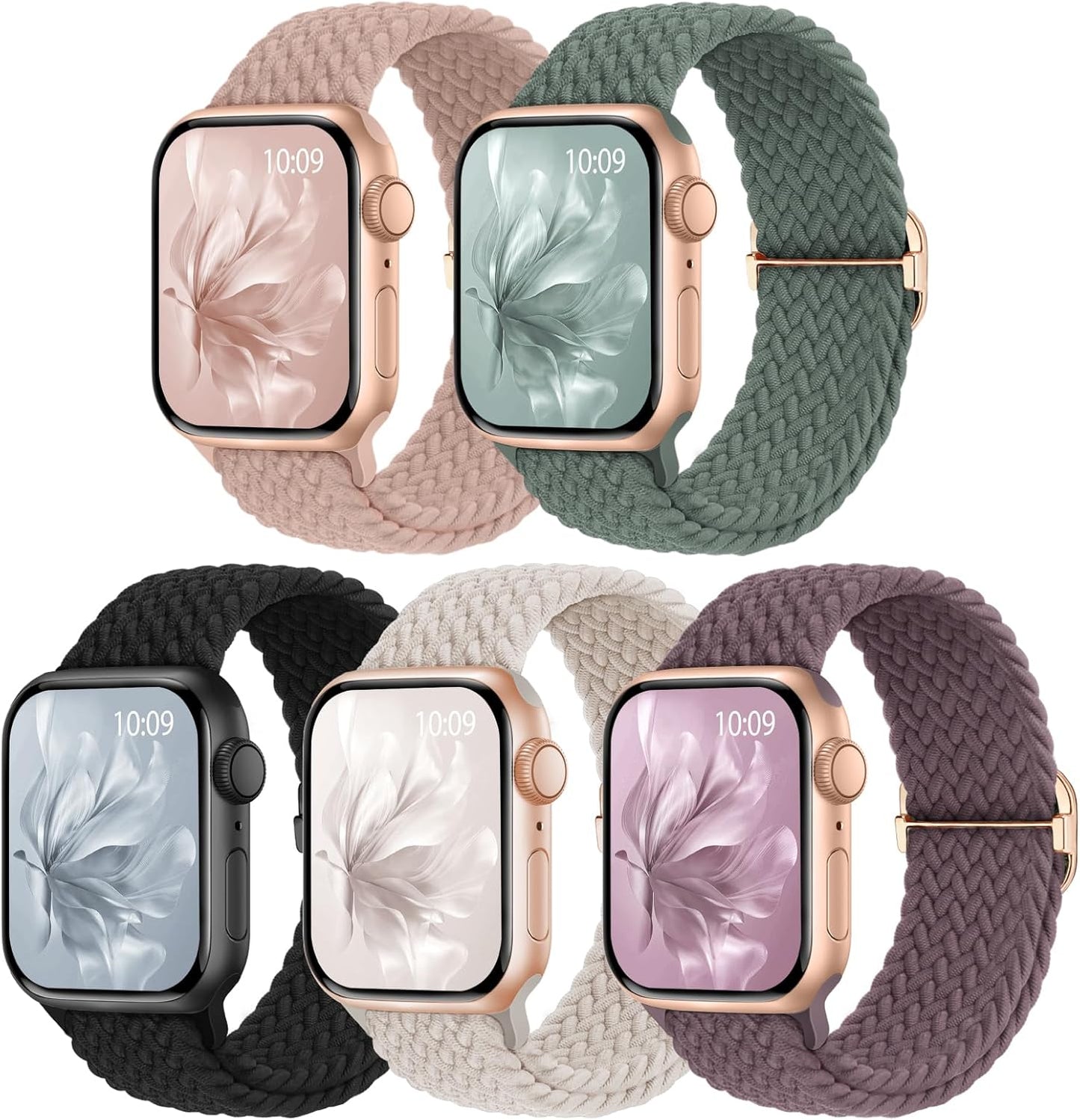Braided elastic Apple Watch strap 5 pack set