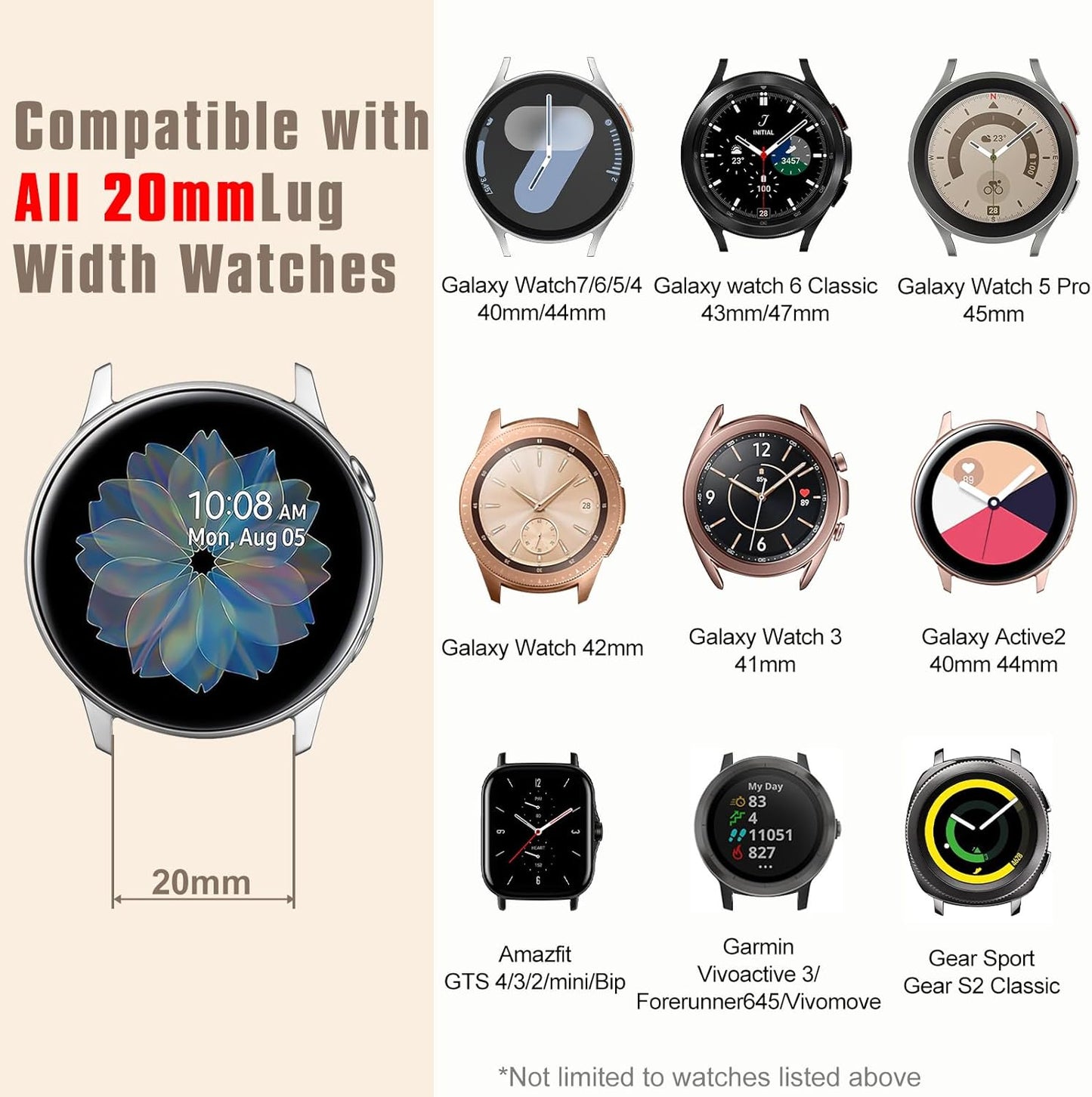 Adjustable nylon magnetic watch band for Galaxy Watch series