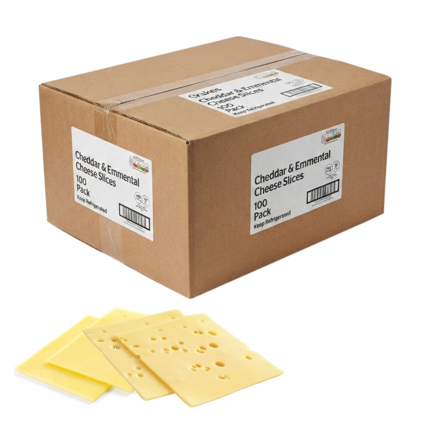 Brakes Mature White Cheddar and Emmental Cheese Slices 100 pack