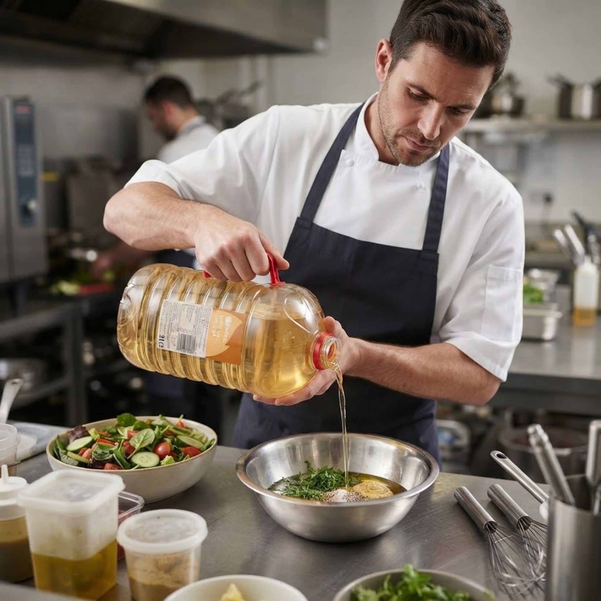 White wine vinegar in a resealable plastic bottle