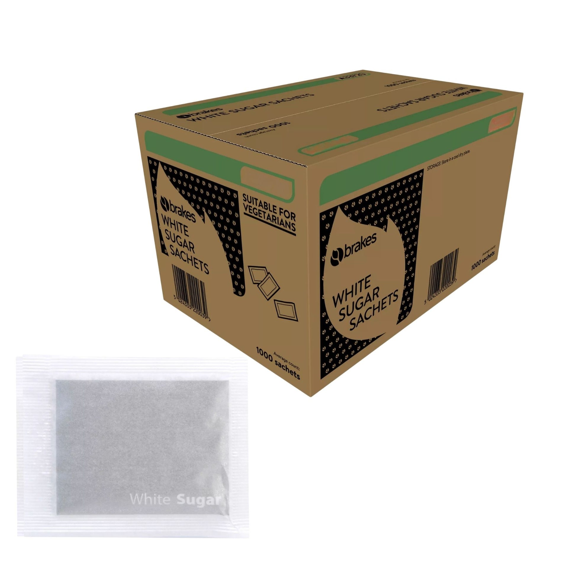 Brakes white sugar sachets 1000 pack for catering use