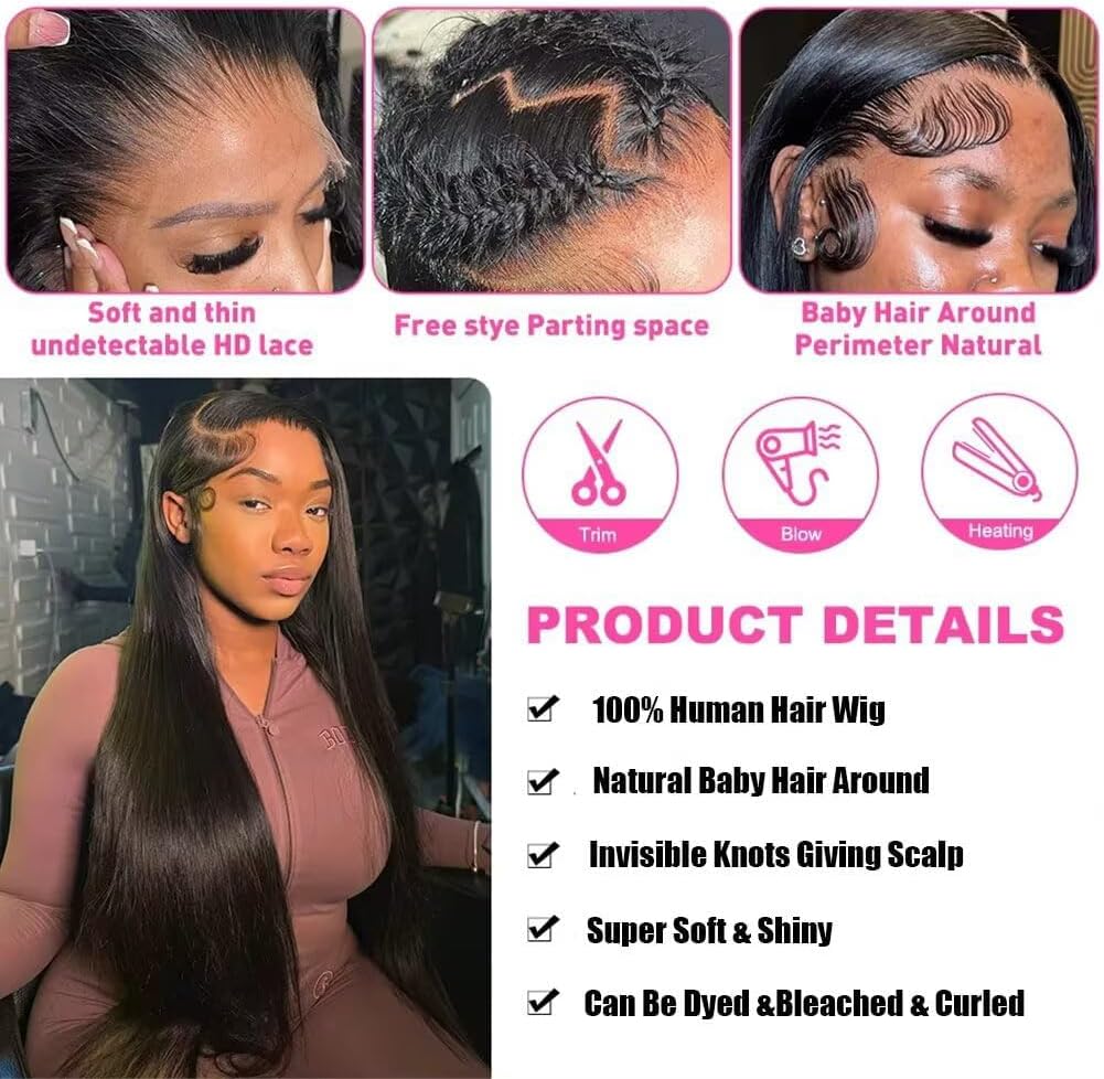 Transparent HD lace wig with seamless scalp effect