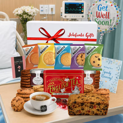 English tea gift set with individually wrapped biscuits