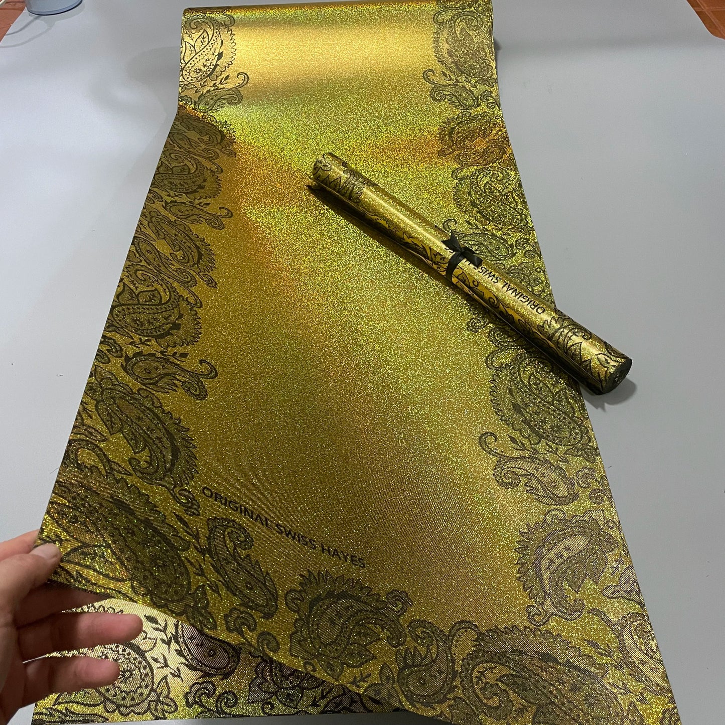 Elegant Nigerian gele headscarf with textured fabric