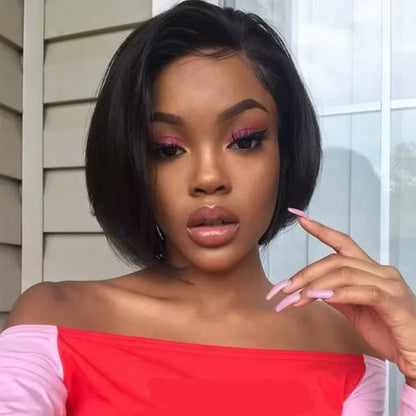 Straight pixie cut wig made from 100 percent human hair