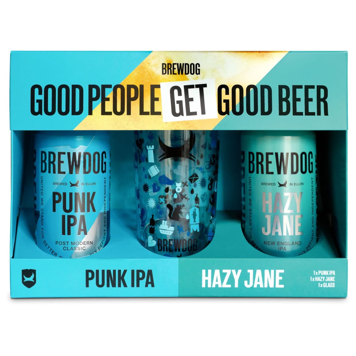 BrewDog Beer & Glass Gift Set with Punk IPA and Hazy Jane