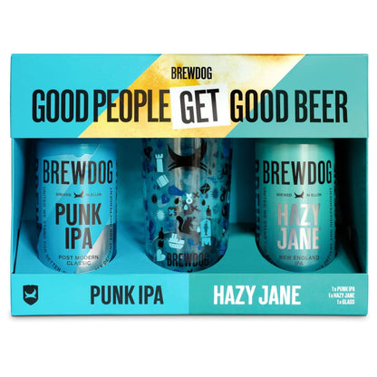 BrewDog Beer & Glass Gift Set with Punk IPA and Hazy Jane