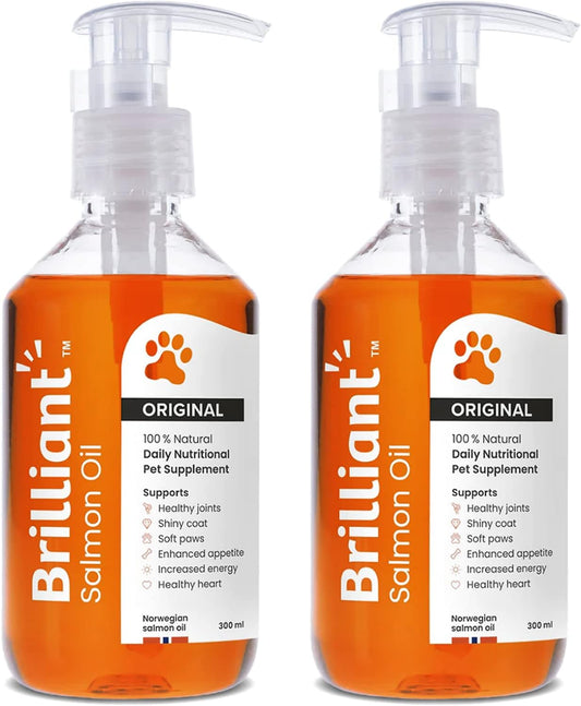 Brilliant salmon oil supplement for pets, 2x300ml bottles