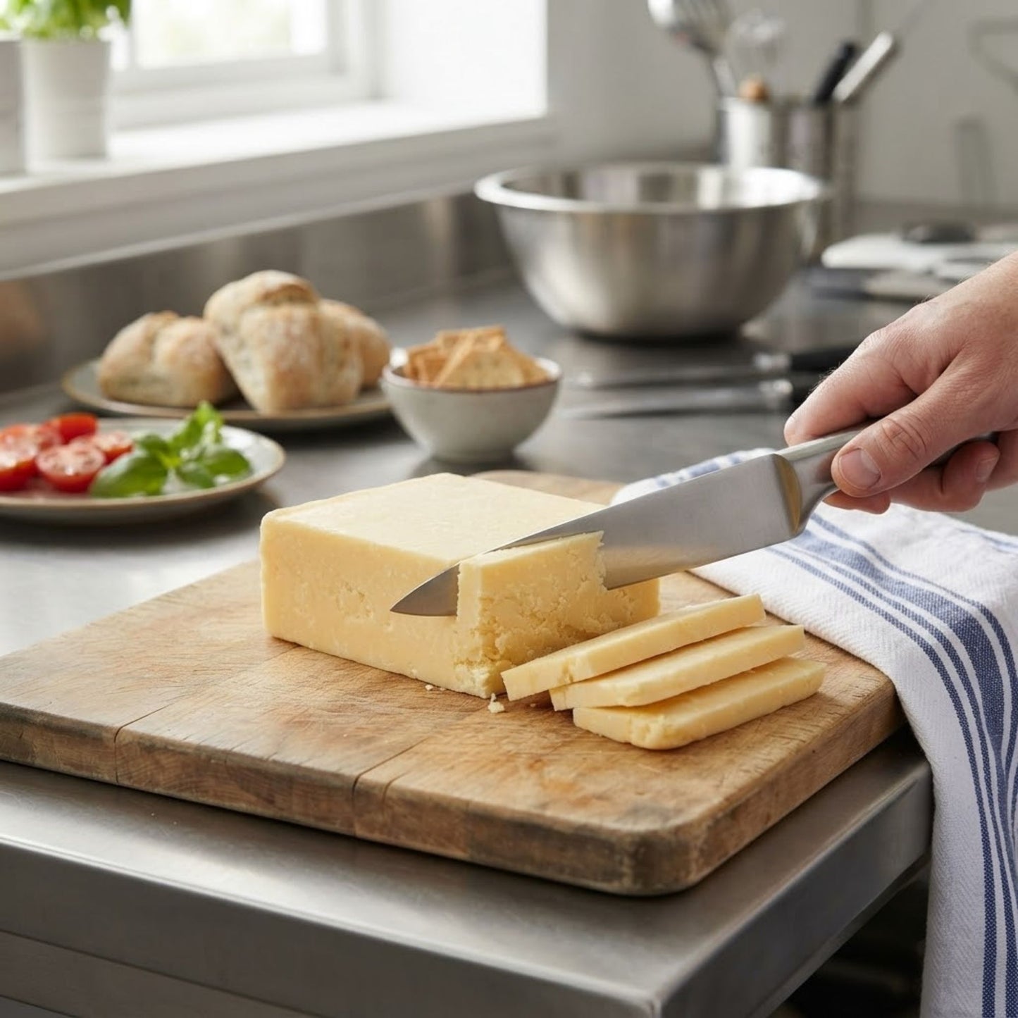 Vegetarian cheddar cheese blocks
