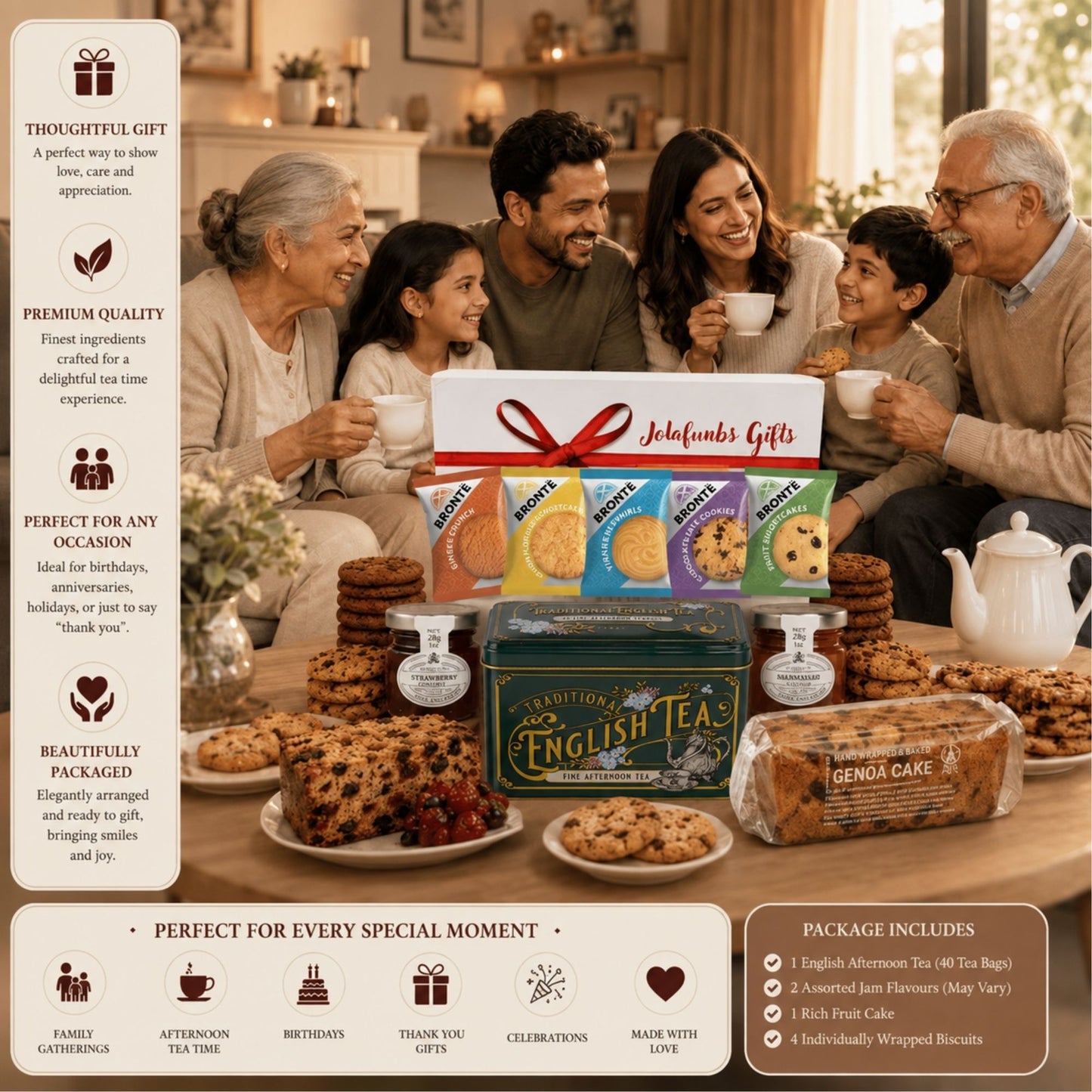 British tea gift box with biscuits and jam