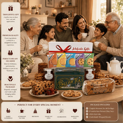 British tea gift box with biscuits and jam