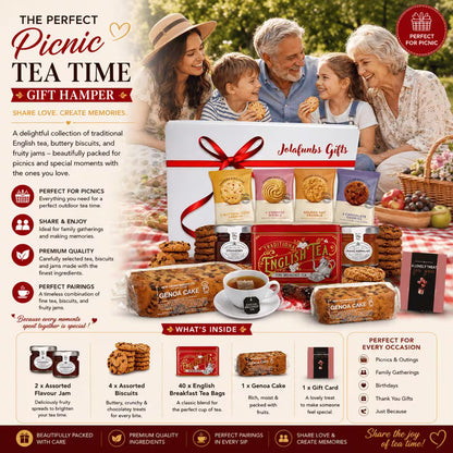 British tea hamper with biscuits and classic tea bags