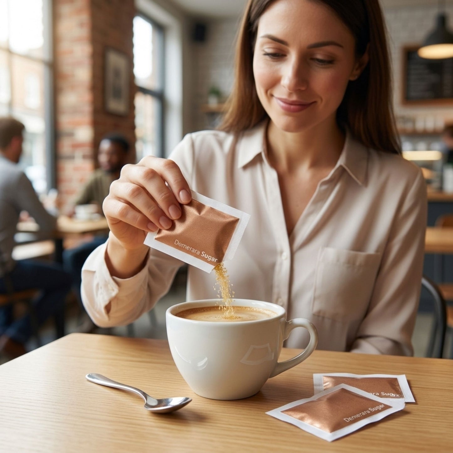 Brown sugar sachets suitable for tea and coffee