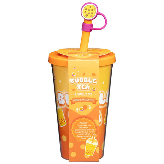 Make refreshing bubble tea with tea bag, syrup, and flavored boba