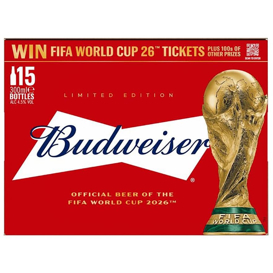Budweiser lager beer bottles 300ml pack of 15