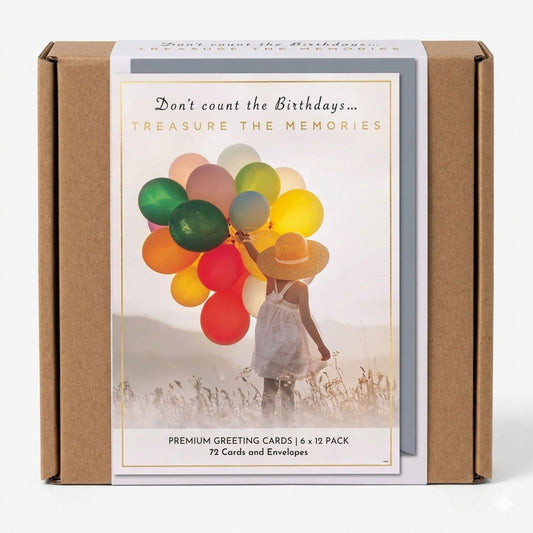 Treasure The Memories birthday cards bulk set with envelopes