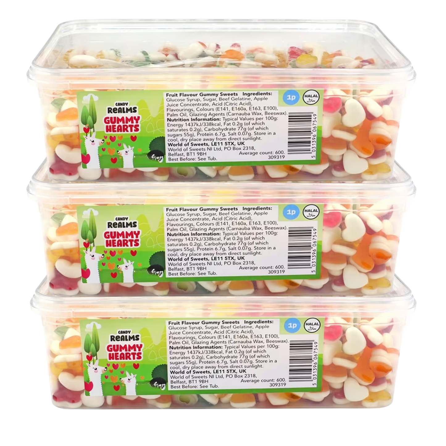 Approx. 600 pieces per kilo in each tub