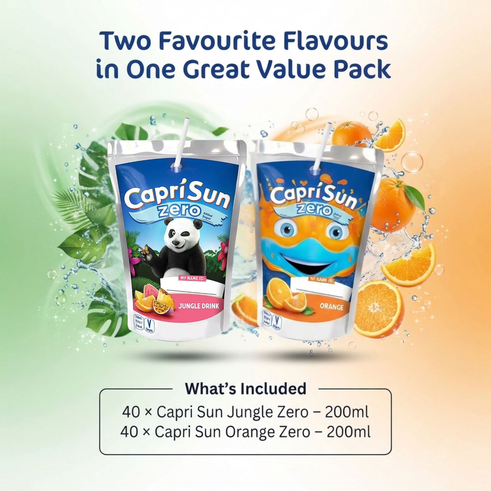 Individual 200ml fruit drink pouches