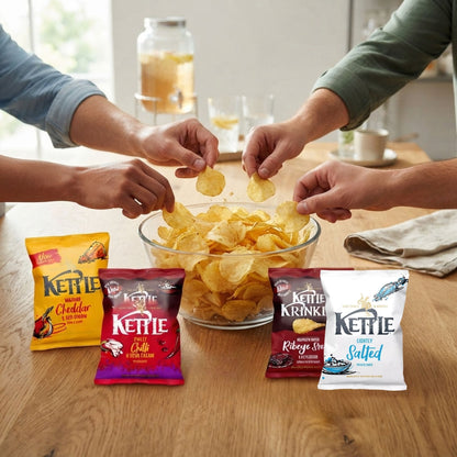 Bulk box of Kettle crisp snack bags