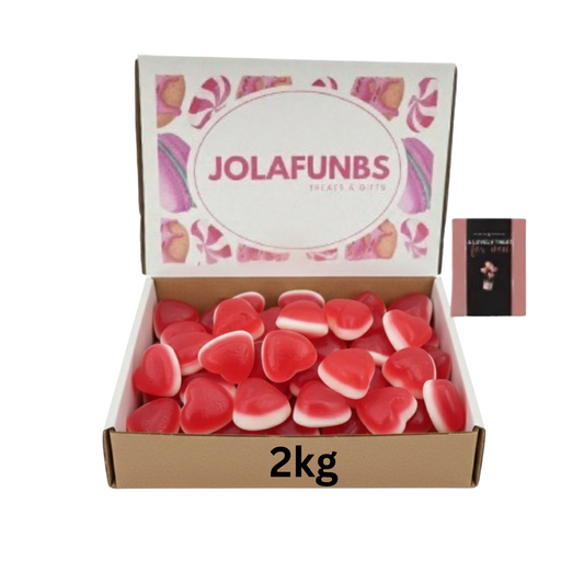 Bulk Gummy Red and White Hearts candy for parties and events