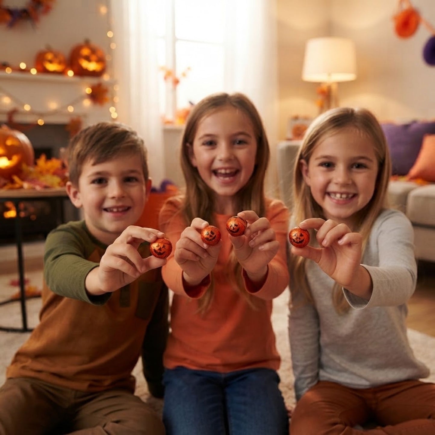 Foil Wrapped Chocolate Pumpkins for Halloween