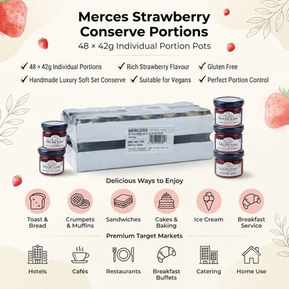 Handmade strawberry conserve portion pots
