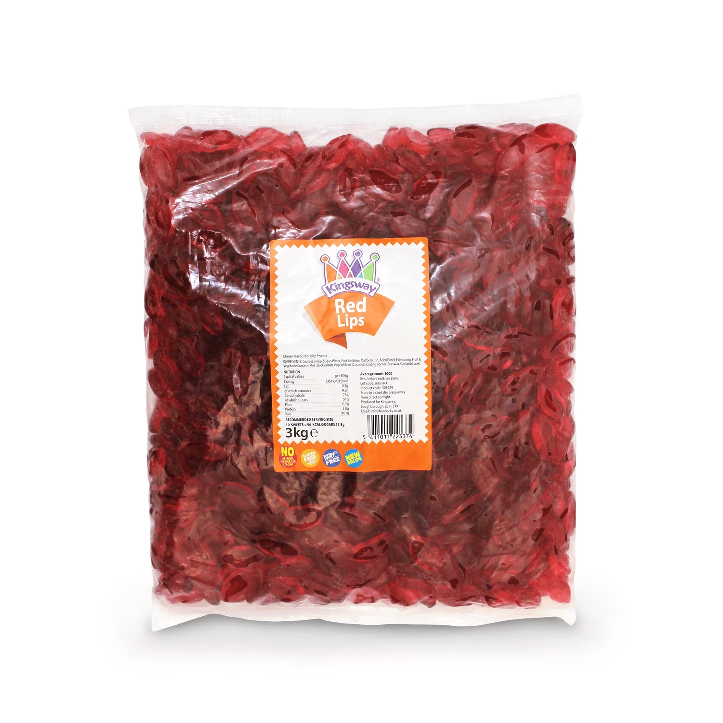 Soft chewy jelly lips in bulk bag