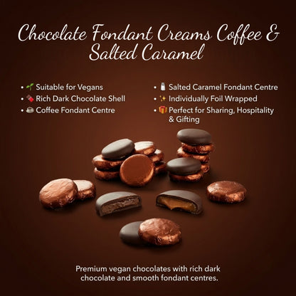 Vegan dark chocolates with coffee and salted caramel centres