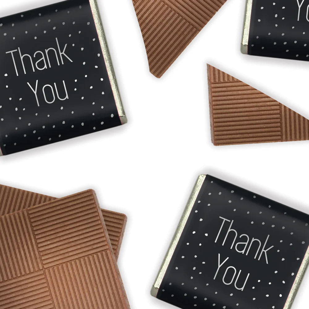 Elegant individually wrapped milk chocolate Thank You pieces