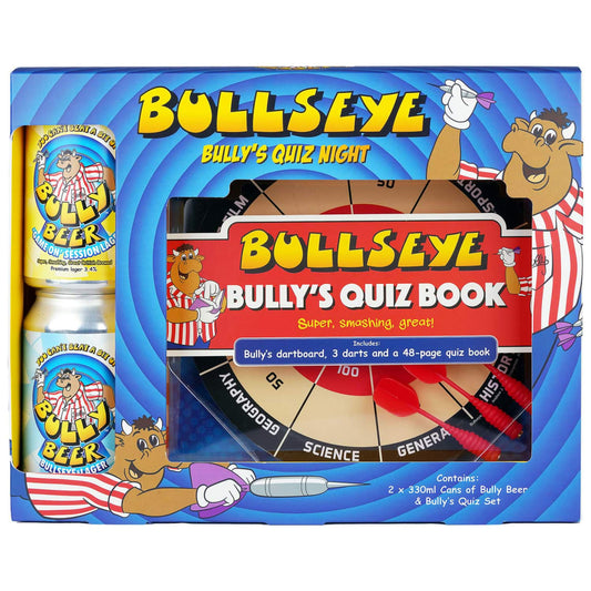 Bullseye Bully’s Quiz Night Set with beers and dartboard