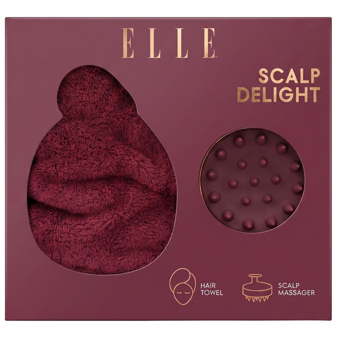 Elle hair care gift set with scalp massager