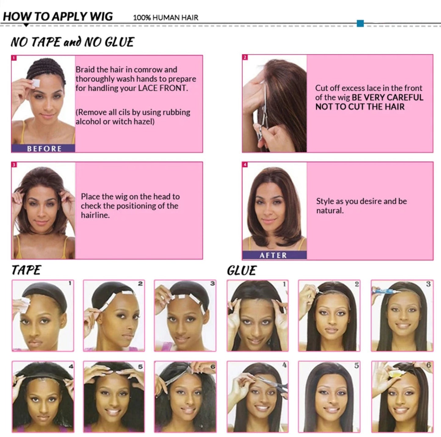 Glueless style lace front human hair wig