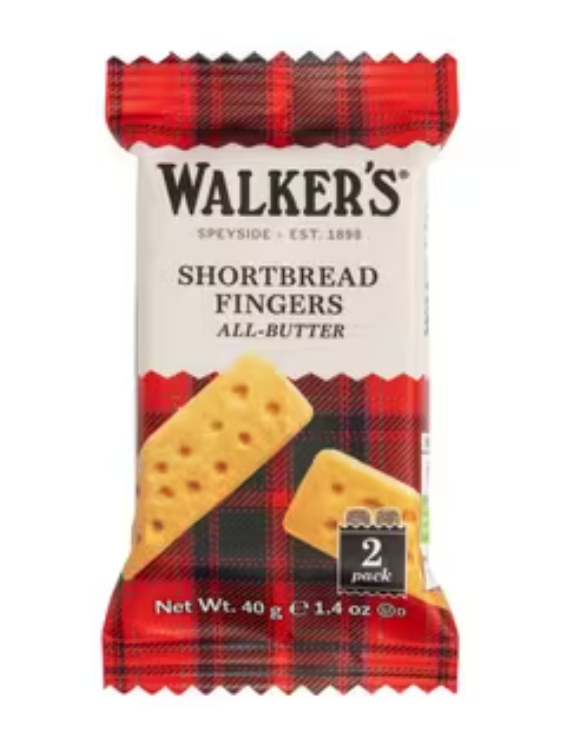 Individually wrapped Walkers shortbread finger packs