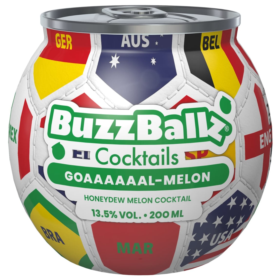 BuzzBallz Goaaaaaal-Melon 200ml pre-mixed honeydew melon cocktail can