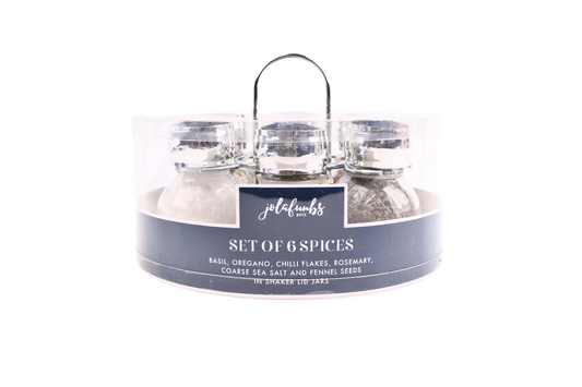 JOLAFUNBS Set of 6 Spices with Shaker Lid Jar