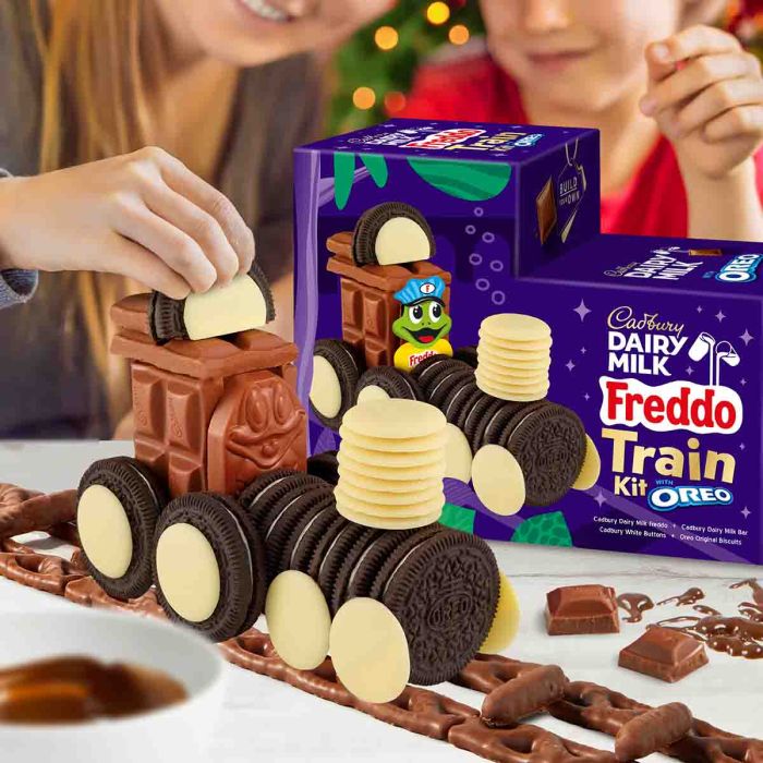 Build your own chocolate train with Cadbury Dairy Milk and Oreo biscuits