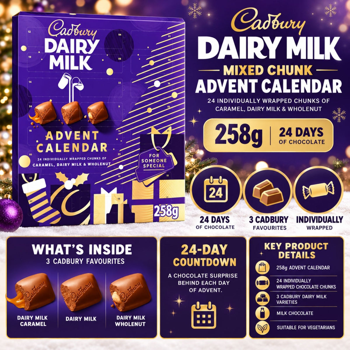 Cadbury chocolate chunk Christmas advent calendar 258g