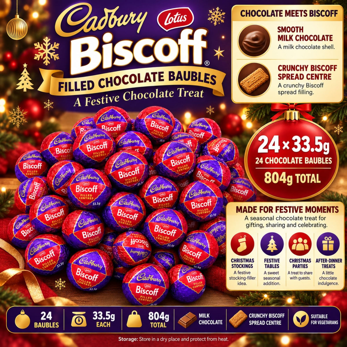 Cadbury chocolate baubles weighing 33.5g each