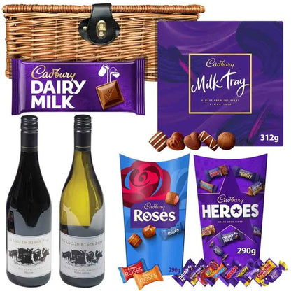 Cadbury Chocolate and Wines Hamper Basket Luxury Gift