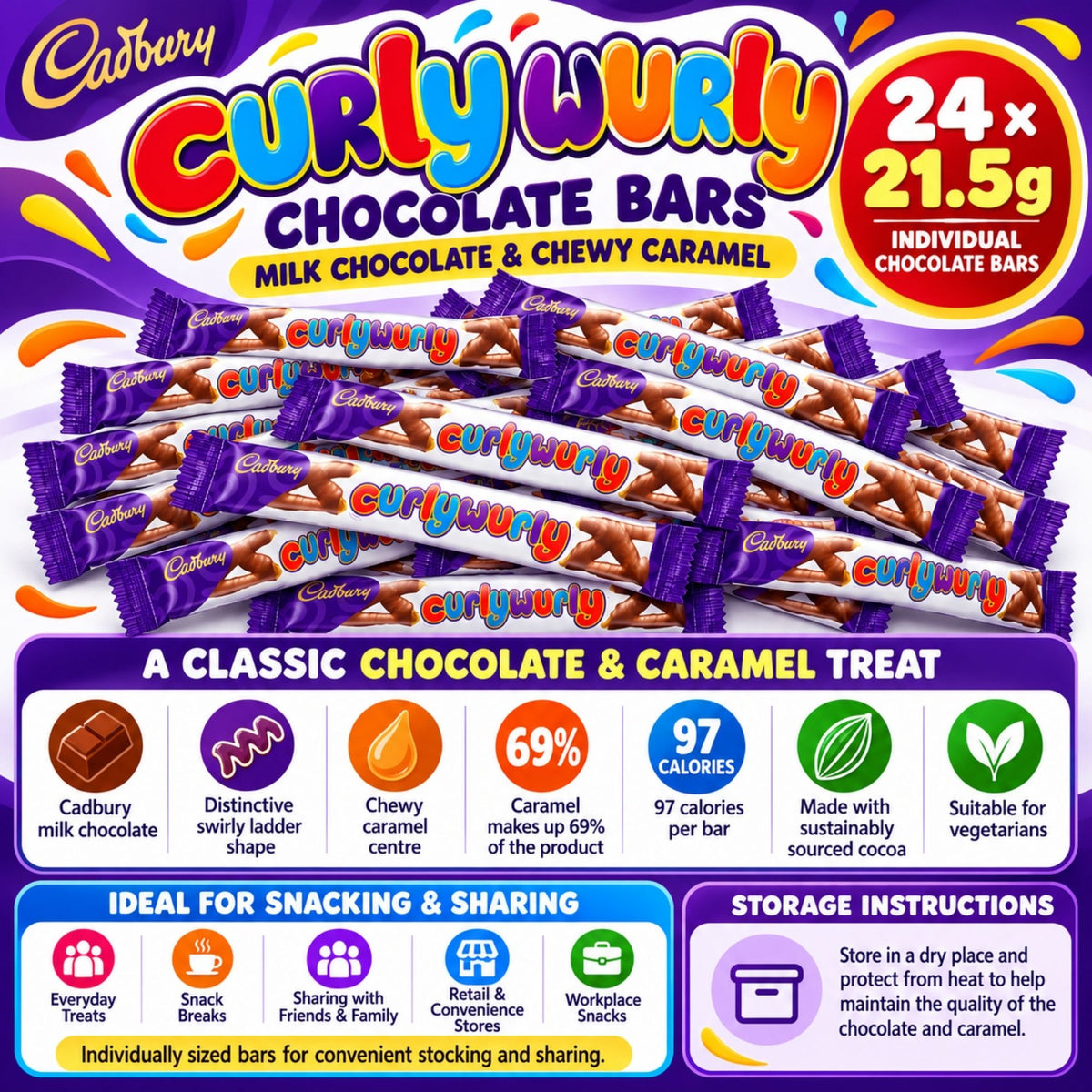 Multipack of Cadbury Curly Wurly chocolate bars